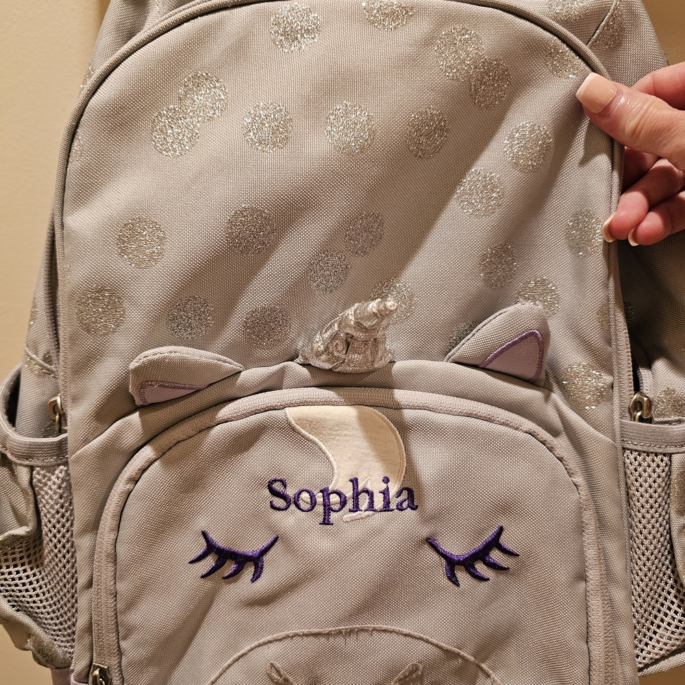 Pottery Barn Kids Gray and Silver Unicorn Backpack